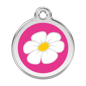 Bright Pink Daisy Dog ID Tag Large