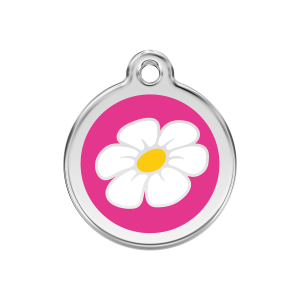 Bright Pink Daisy Dog ID Tag Medium