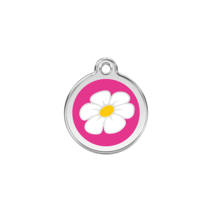 Bright Pink Daisy Cat ID Tag Small