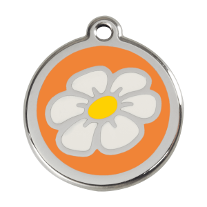 Orange Daisy Dog ID Tag Large