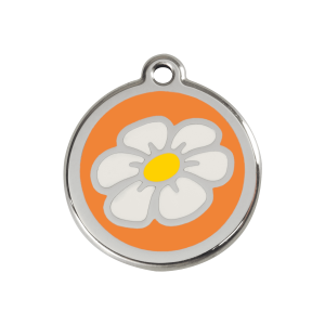 Orange Daisy Dog ID Tag Medium