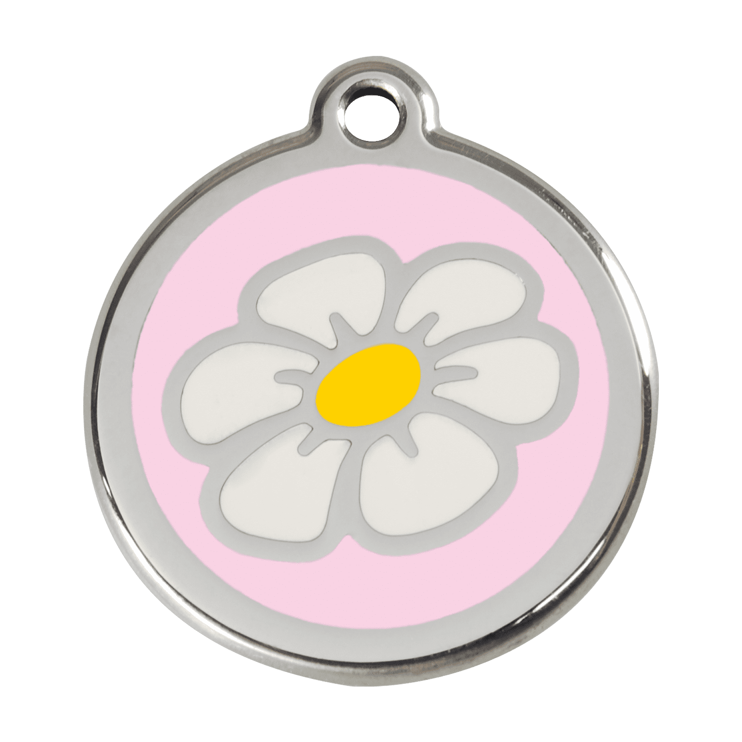Vue avant - Médaille personnalisable pour chien - Red Dingo Marguerite Rose - Size L