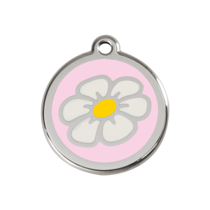 Pink Daisy Dog ID Tag Medium