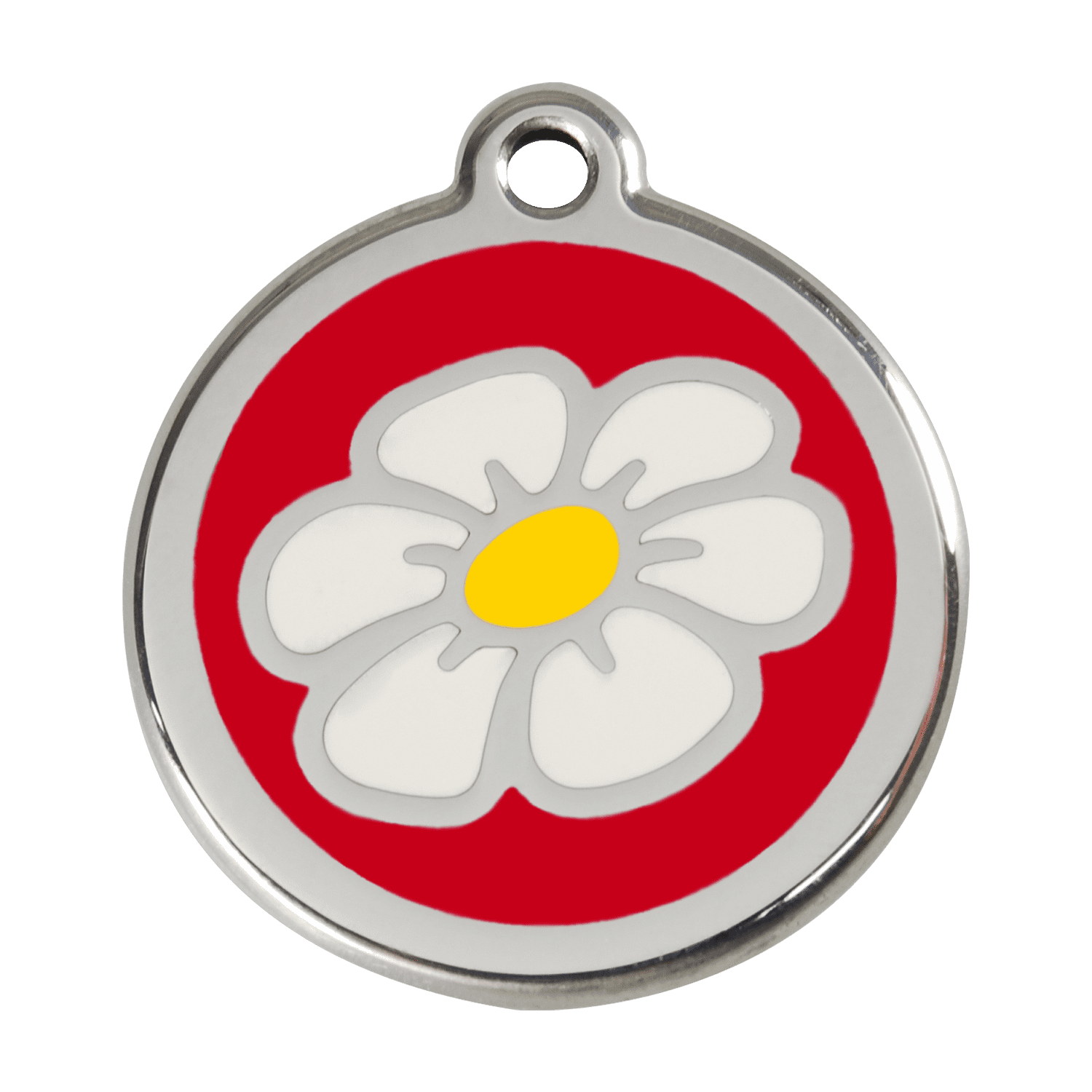 Vue avant - Médaille personnalisée pour chien - Red Dingo - Marguerite Rouge - Size L