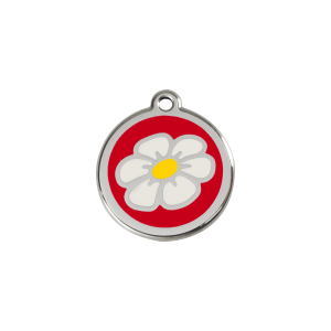 Red Daisy Cat ID Tag Small
