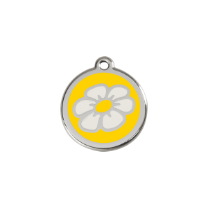 Yellow Daisy Cat ID Tag Small 20mm Enamel & Stainless Steel