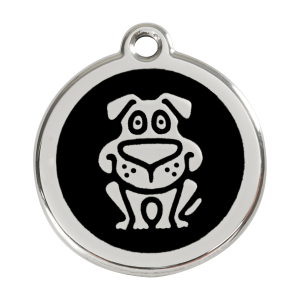 Black Dog ID Tag Large Enamel & Stainless Steel