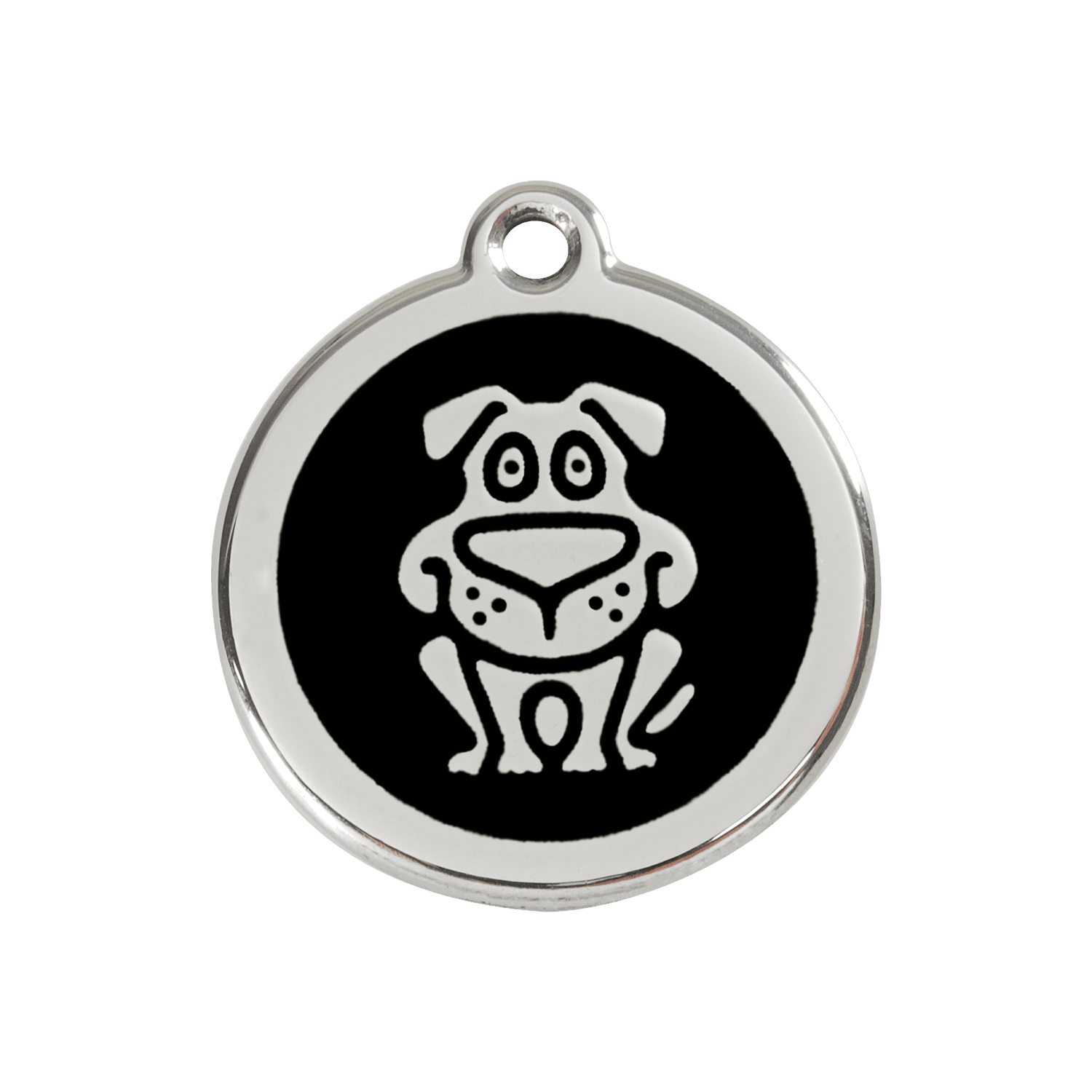 Vue avant - Médaille personnalisée pour chien en émail et acier inoxydable - Red Dingo - Noir - Size M