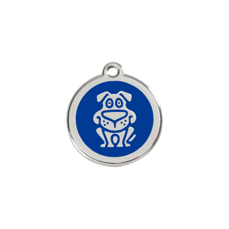 Vue avant - Médaille personnalisée pour chien/chat Red Dingo Émail/Acier inoxydable Bleu foncé - Size S