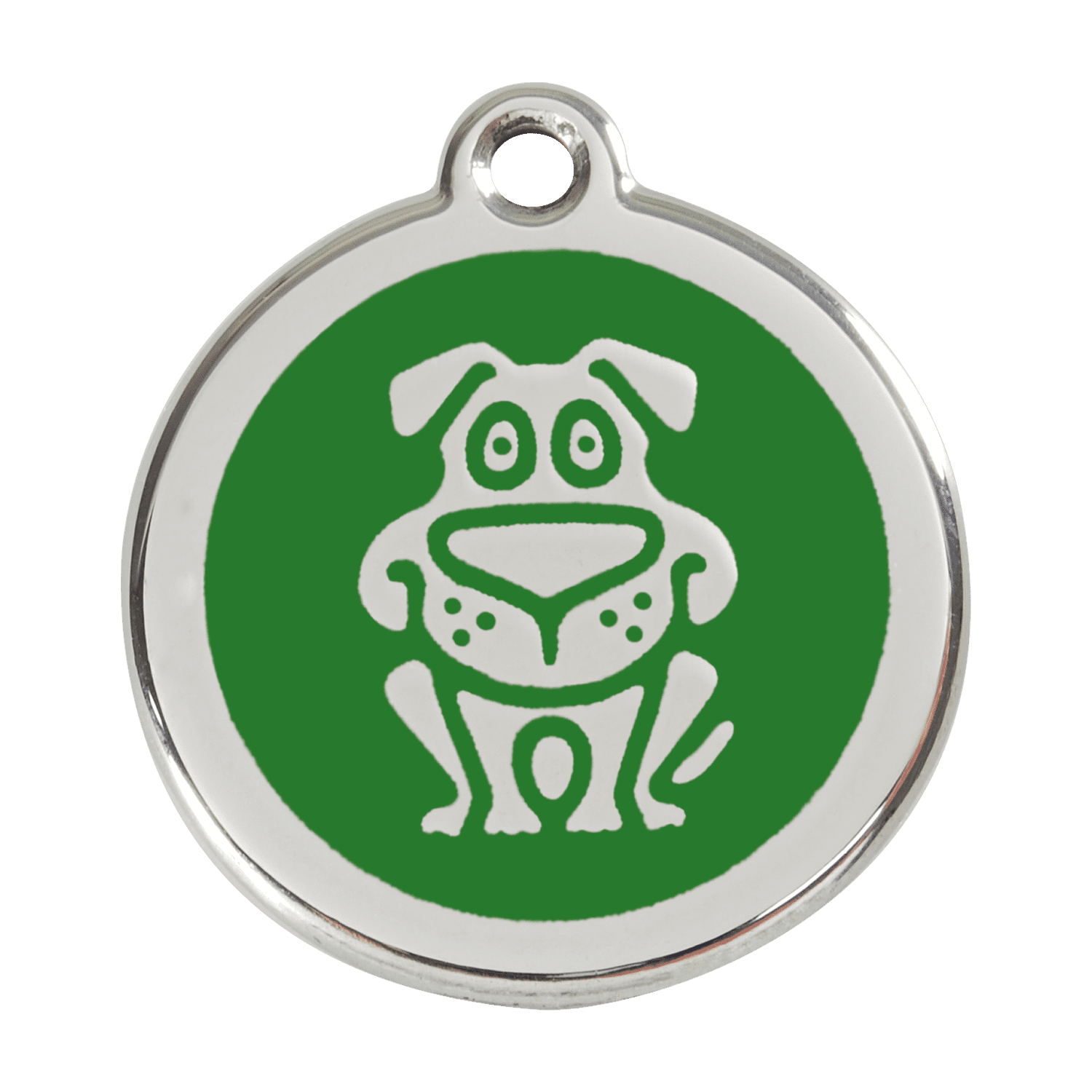 Vue avant - Médaille personnalisée pour chien Red Dingo Émail et acier inoxydable - Motif chien - Vert - Size L