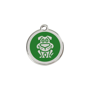 Green Dog Motif Cat ID Tag Small