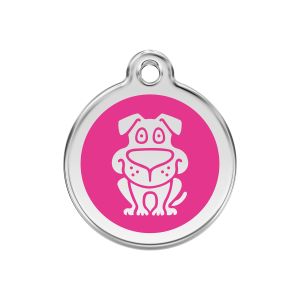 Bright Pink Dog ID Tag Medium