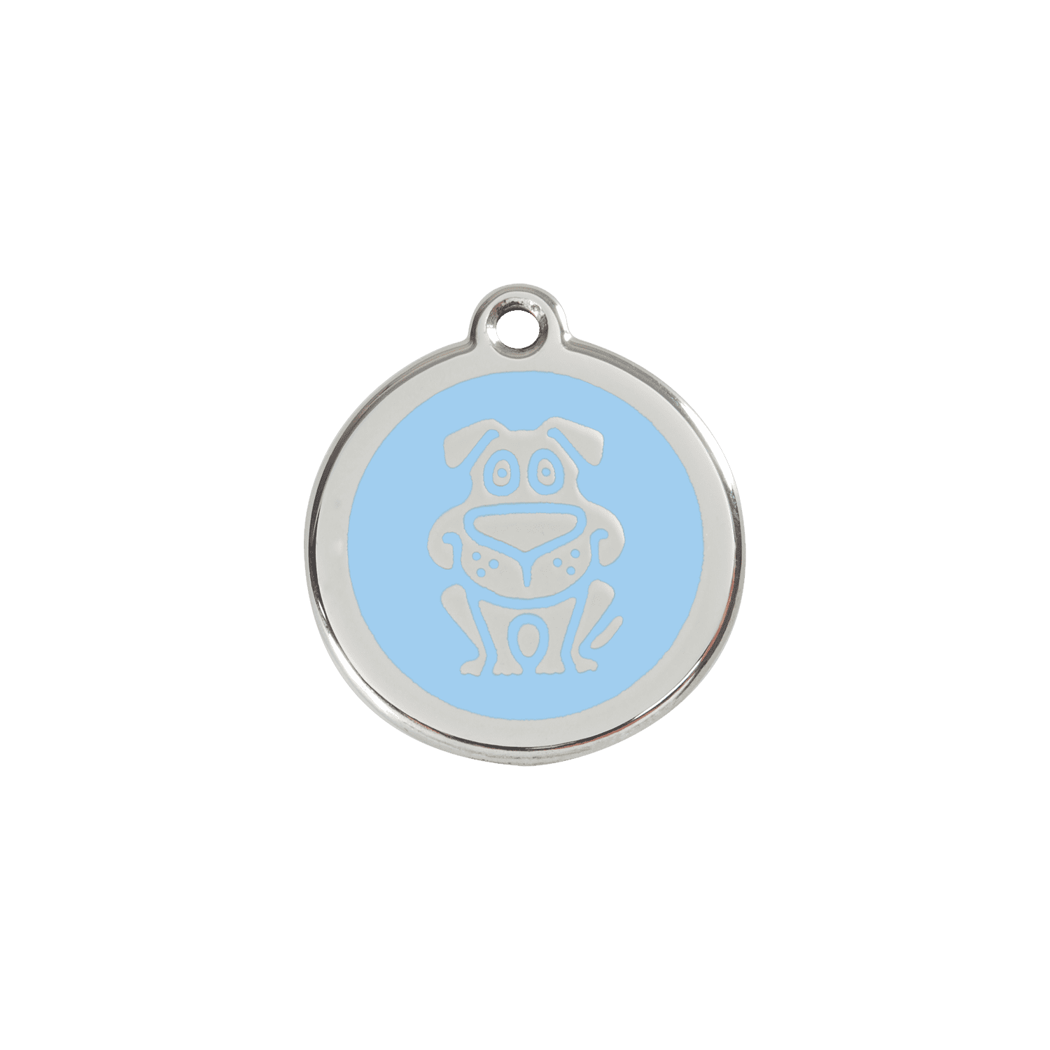 Vue avant - Médaille personnalisable pour chien/chat Red Dingo Émail et acier inoxydable - Motif chien - Bleu clair - Size S