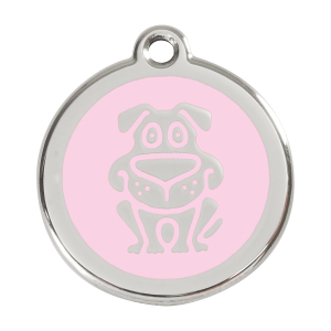 Pink Dog ID Tag Large Enamel & Stainless Steel