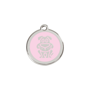 Pink Dog Motif Cat ID Tag Small
