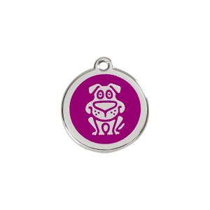 Purple Dog Motif Cat ID Tag Small