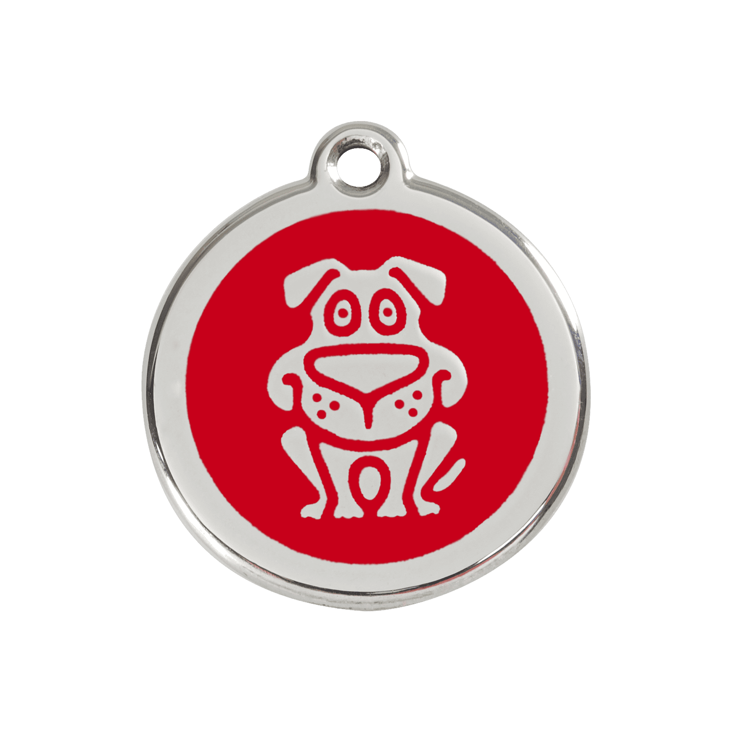 Vue avant - Médaille personnalisable pour chien Red Dingo en émail et acier inoxydable - Motif chien rouge - Size M