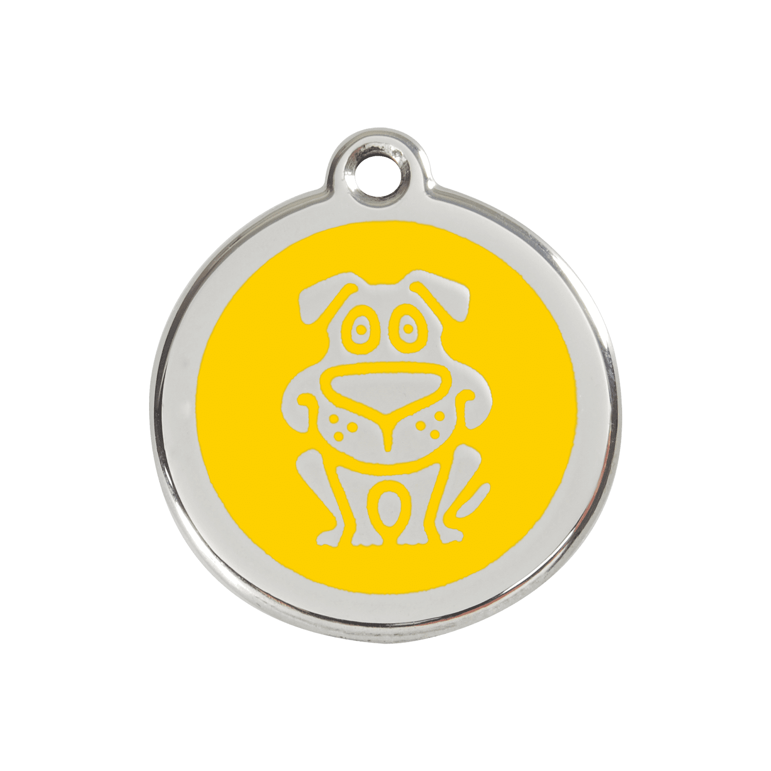 Vue avant - Médaille personnalisable pour chien en émail jaune Red Dingo - Size M - 01-DG-YE-ME