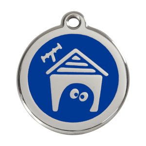 Dark Blue Dog House Dog ID Tag Large