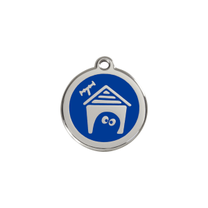 Dark Blue Dog House Cat or Small Dog ID Tag - Small