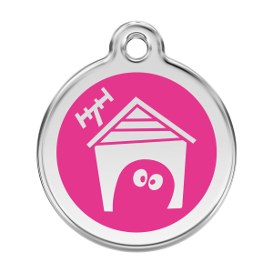 Bright Pink Dog House Dog ID Tag Large