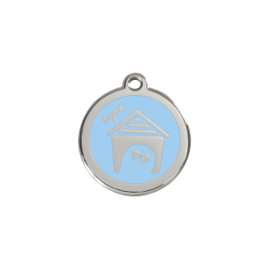 Light Blue Dog House Cat or Small Dog ID Tag - Small