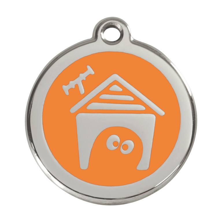 Vue avant - Médaille personnalisée pour chien Red Dingo en émail et acier inoxydable - Orange - Size L