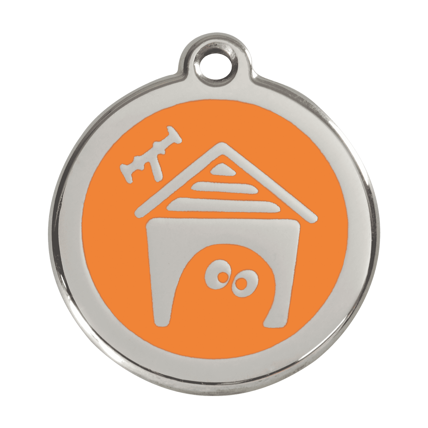 Vue avant - Médaille personnalisée pour chien Red Dingo en émail et acier inoxydable - Orange - Size L