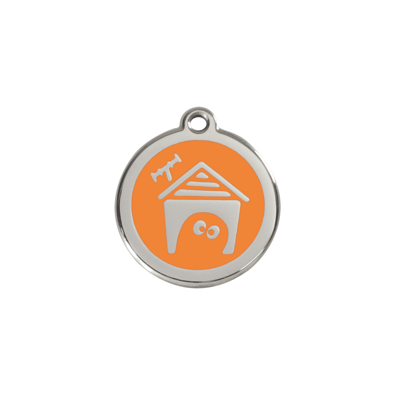 Vue avant - Médaille personnalisable Red Dingo en émail et acier inoxydable - Orange - Size S