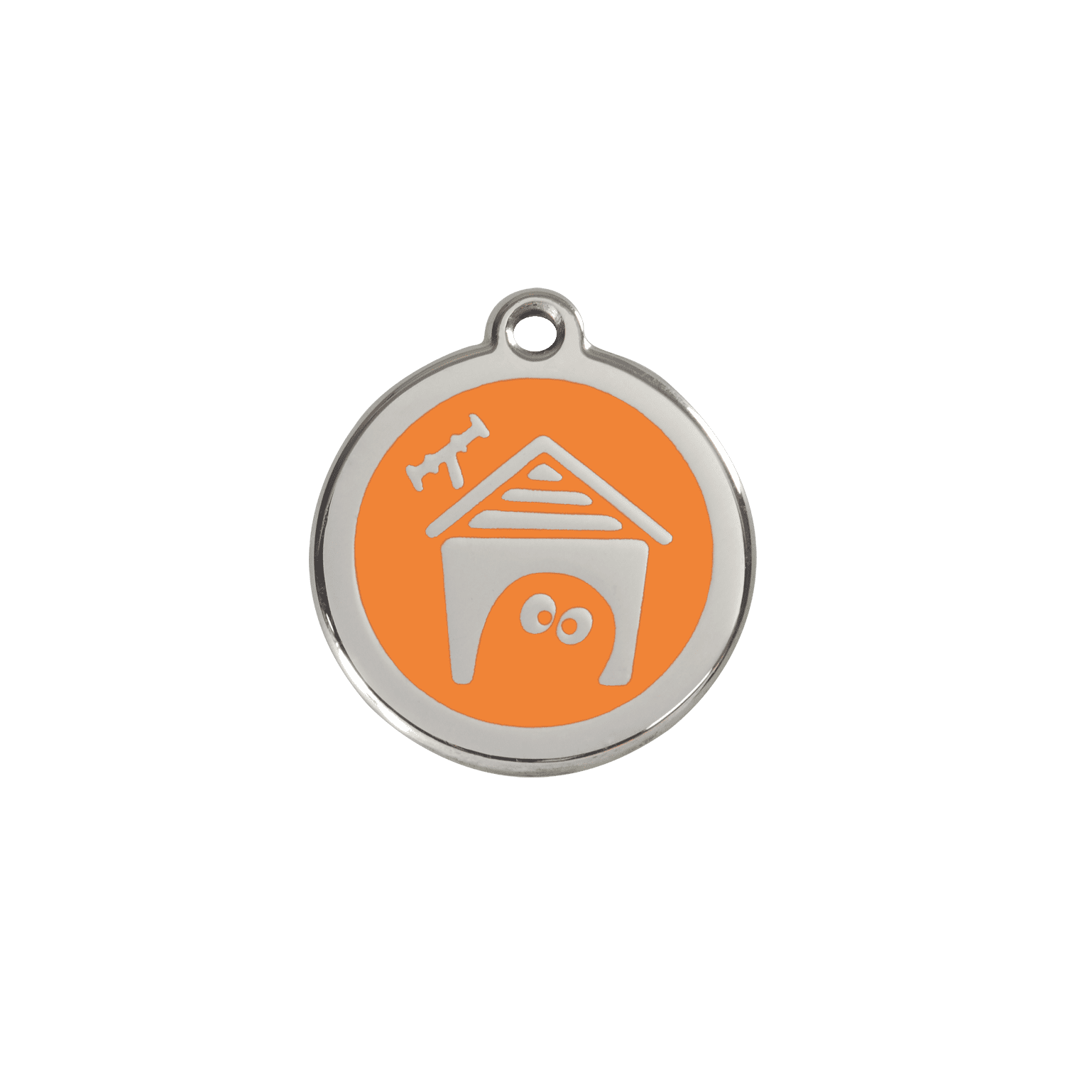 Vue avant - Médaille personnalisable Red Dingo en émail et acier inoxydable - Orange - Size S