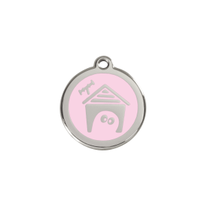 Pink Dog House Cat or Small Dog ID Tag Small