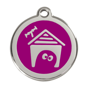 Purple Dog House Dog ID Tag Large