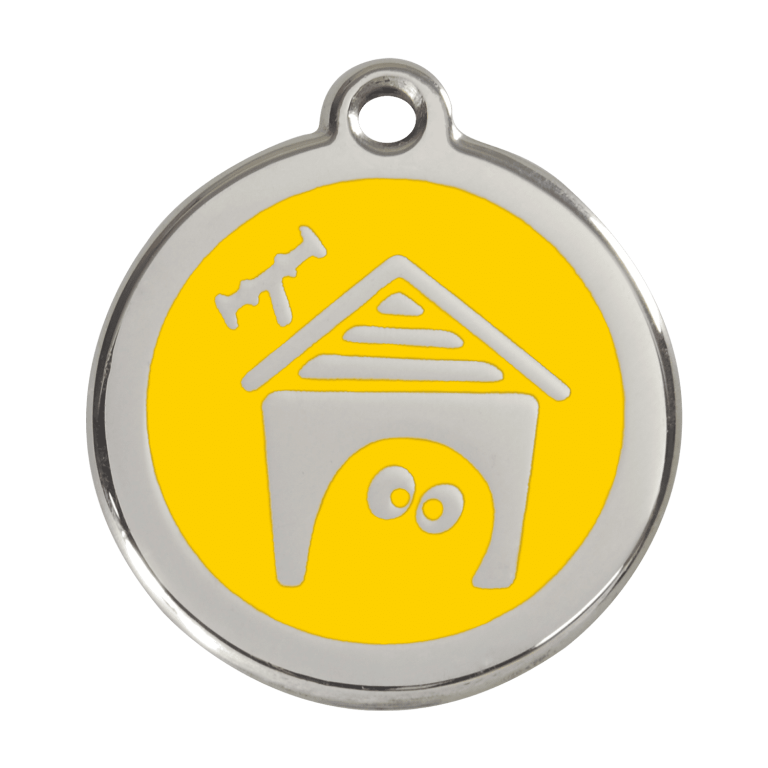 Vue avant - Médaille personnalisée pour chien Red Dingo en émail jaune - Size L 38.00mm