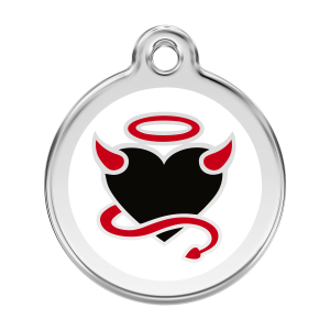 White Devil Dog ID Tag Large 38mm Enamel & Stainless Steel
