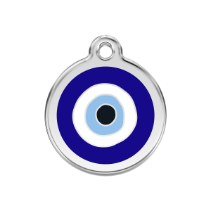 Dark Blue Evil Eye Dog ID Tag Medium
