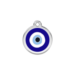 Dark Blue Evil Eye Cat ID Tag Small
