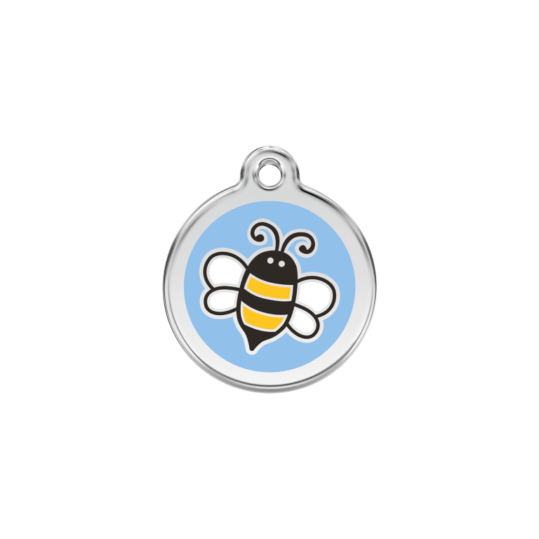 Vue avant - Médaille personnalisée pour chat Red Dingo Émail et acier inoxydable Bourdon Bleu clair - Size S
