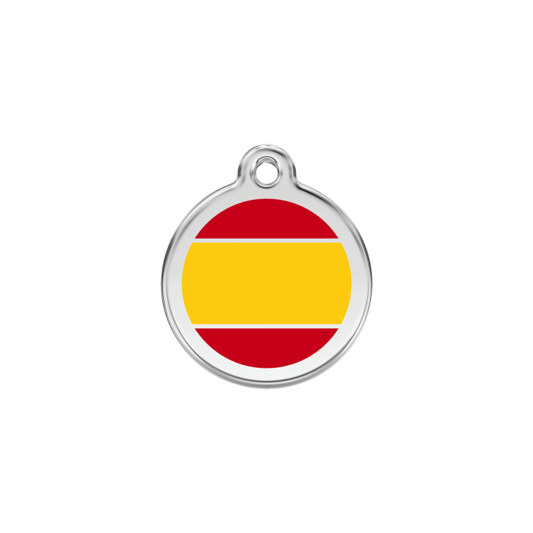 Vue avant - Médaille personnalisée pour chien/chat Red Dingo - Drapeau espagnol jaune - Size S - 20.00mm - 7g