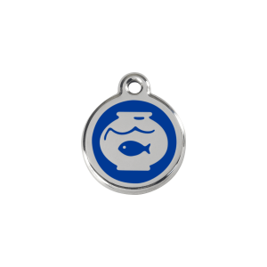 Dark Blue Fish Bowl Cat ID Tag Small