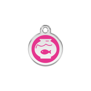Bright Pink Fish Bowl Cat ID Tag Small