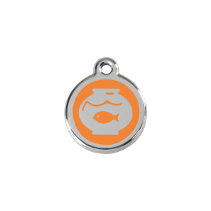 Orange Fish Bowl Cat ID Tag Small