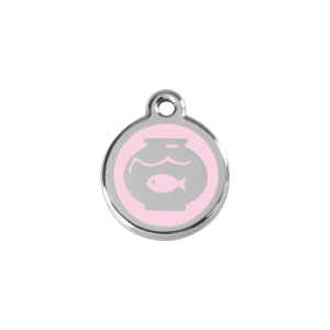 Small Pink Fish Bowl Cat ID Tag