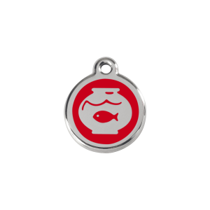 Red Fish Bowl Cat ID Tag Small