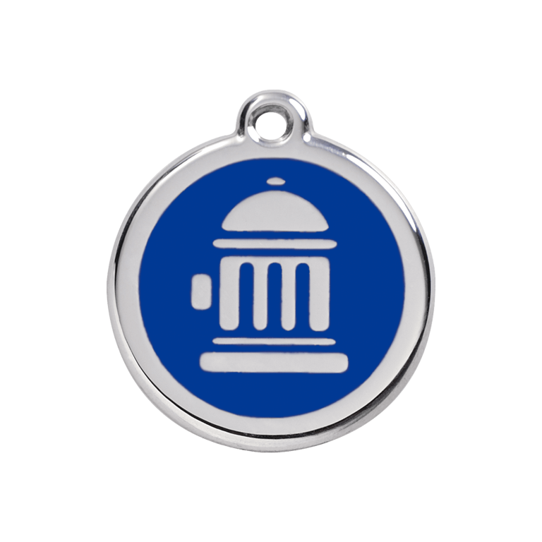 Vue avant - Médaille personnalisée pour chien ou chat - Red Dingo - Bouche d'incendie - Bleu foncé - Size M