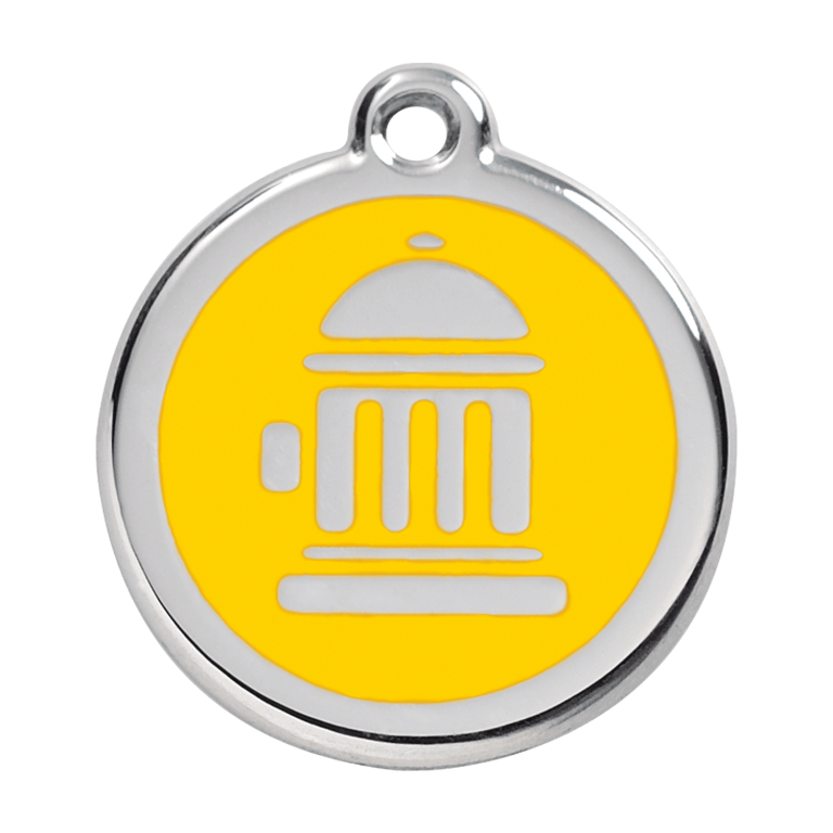 Vue avant - Médaille personnalisée pour chien Red Dingo Bouche d'incendie Jaune - Size L