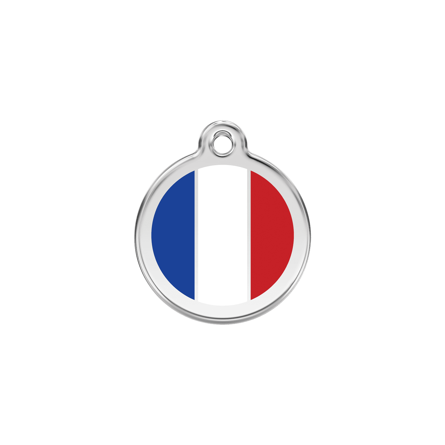 Vue avant - Médaille personnalisée pour chien/chat Red Dingo - Drapeau français - Blanc - Size S