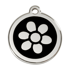 Black Flower Dog ID Tag Large