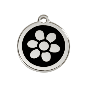 Black Flower Dog ID Tag Medium