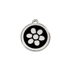 Black Flower Cat ID Tag Small