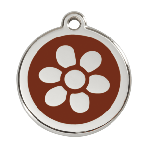 Brown Flower Dog ID Tag Large